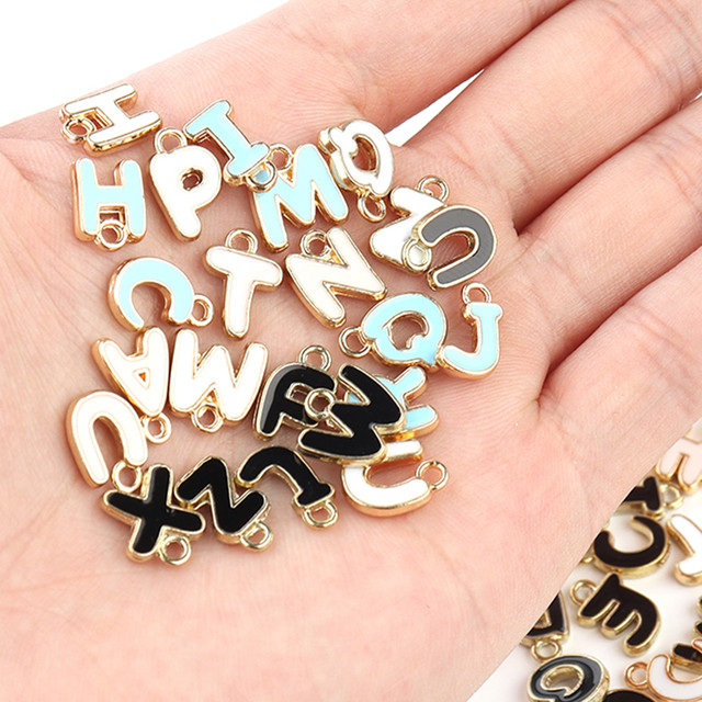 26pcs/lot 8mm Letter Charms Bulk Enamel Charms For Jewelry Making Alphabet  Initial Letter Pendant For